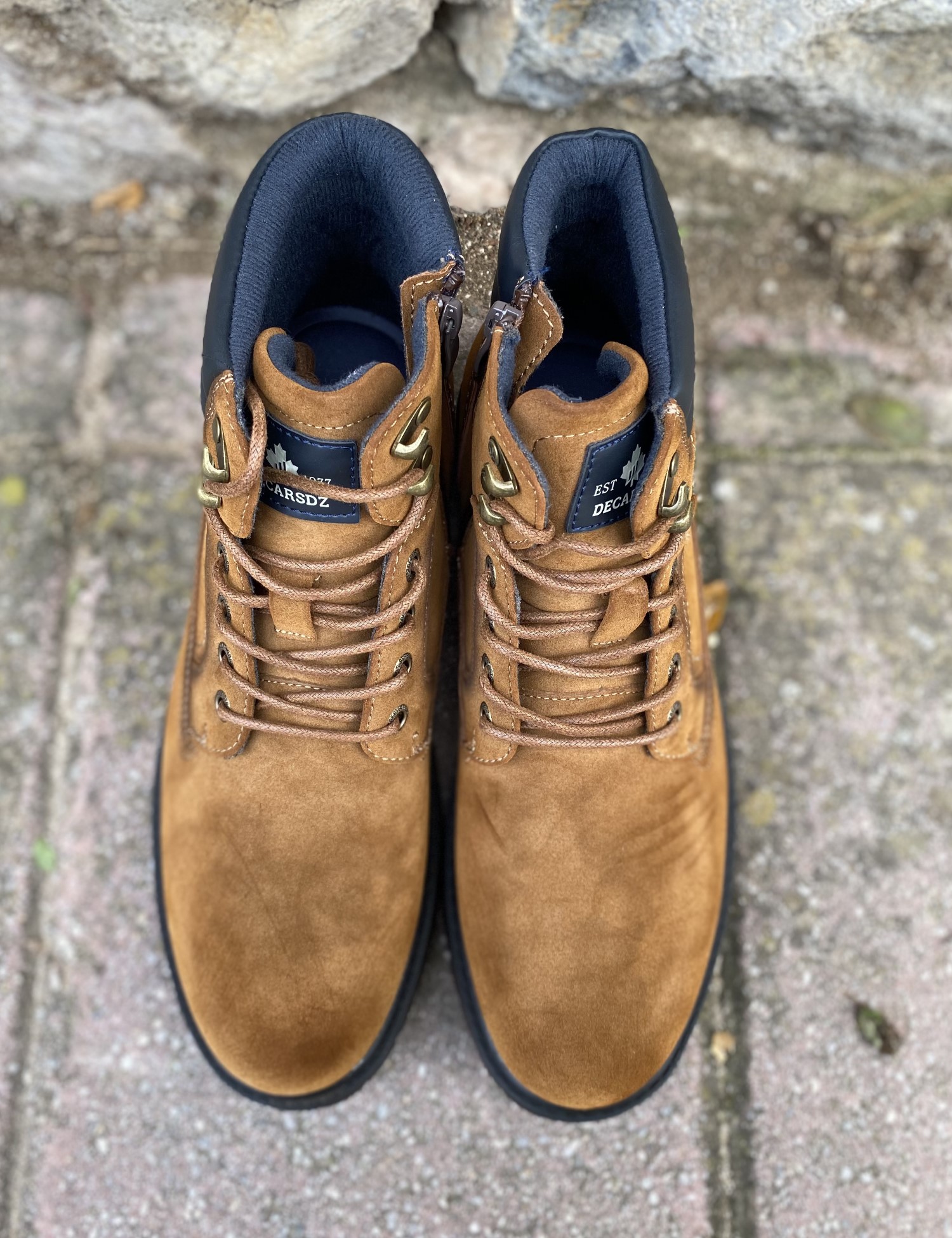 Ανδρικά κάμελ αρβυλάκια από δερματίνη με κορδόνια EL0899C φωτογραφία